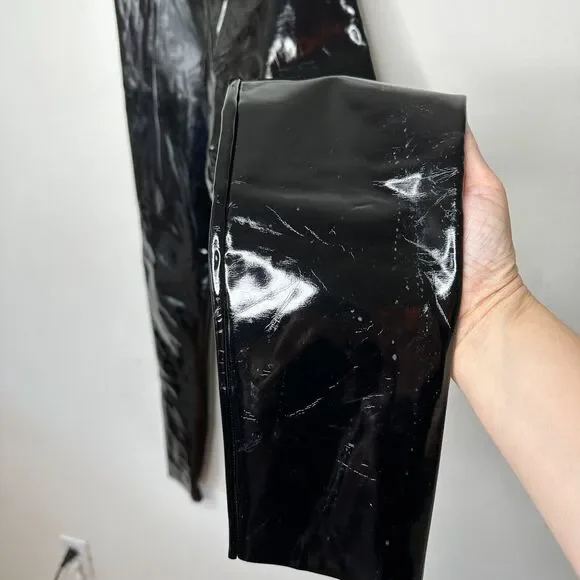 Commando Black Shiny Crackle Faux-Patent Legging High Shine High Rise Stretch SM - Picture 8 of 15